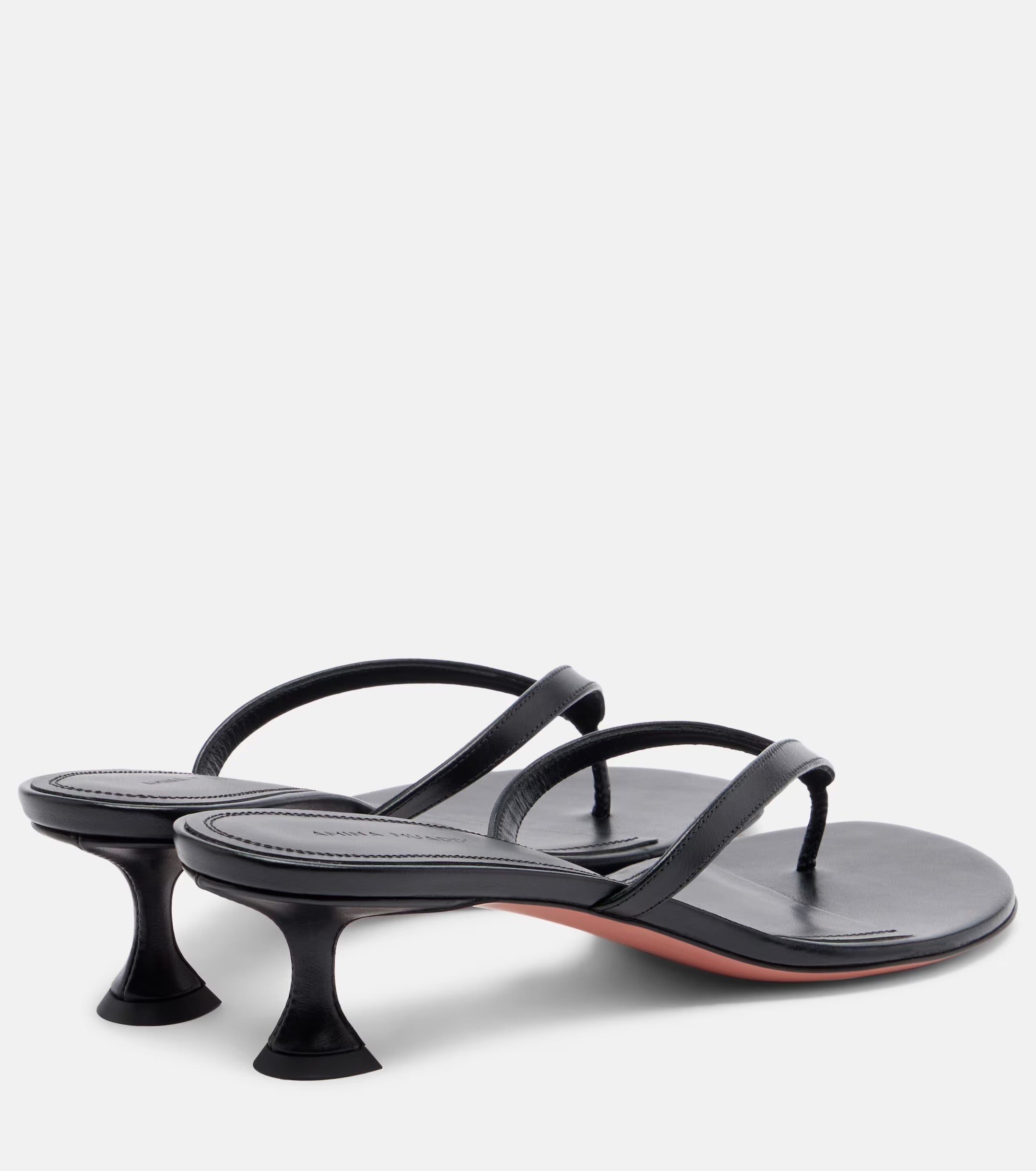 Amina Muaddi Juliette Leather Thong Sandals – Black