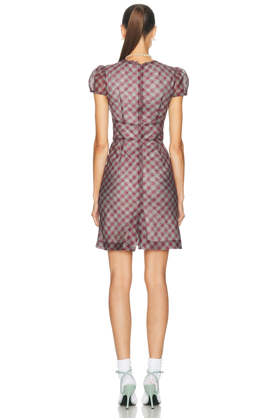 Shushu/Tong Lace Trim Sweetheart Neckline Dress
