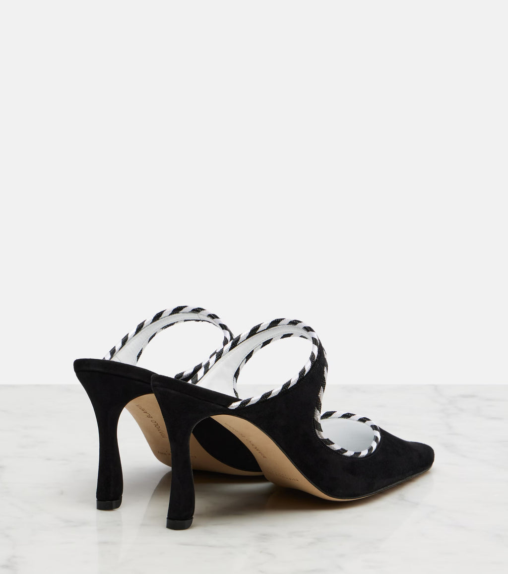 Manolo Blahnik Pura Suede Mules – Black