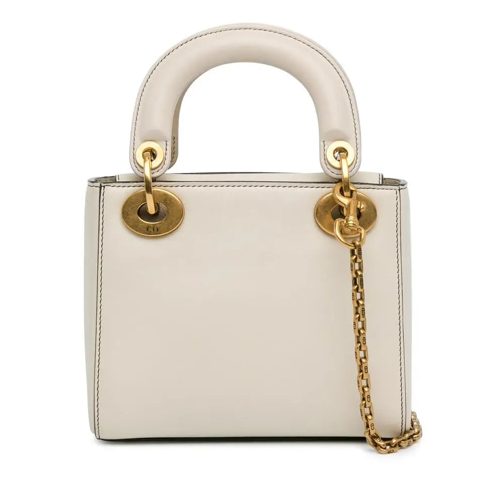 Dior Lady Dior Preloved Top Handle Handbag – White