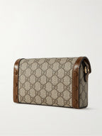 Gucci Horsebit 1955 Leather-Trimmed Printed Coated-Canvas Shoulder Bag