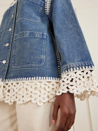 Stasia Crochet-Trimmed Denim Jacket