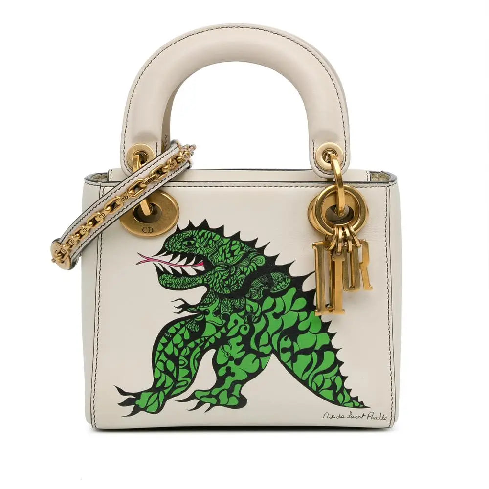 Dior Lady Dior Preloved Top Handle Handbag – White