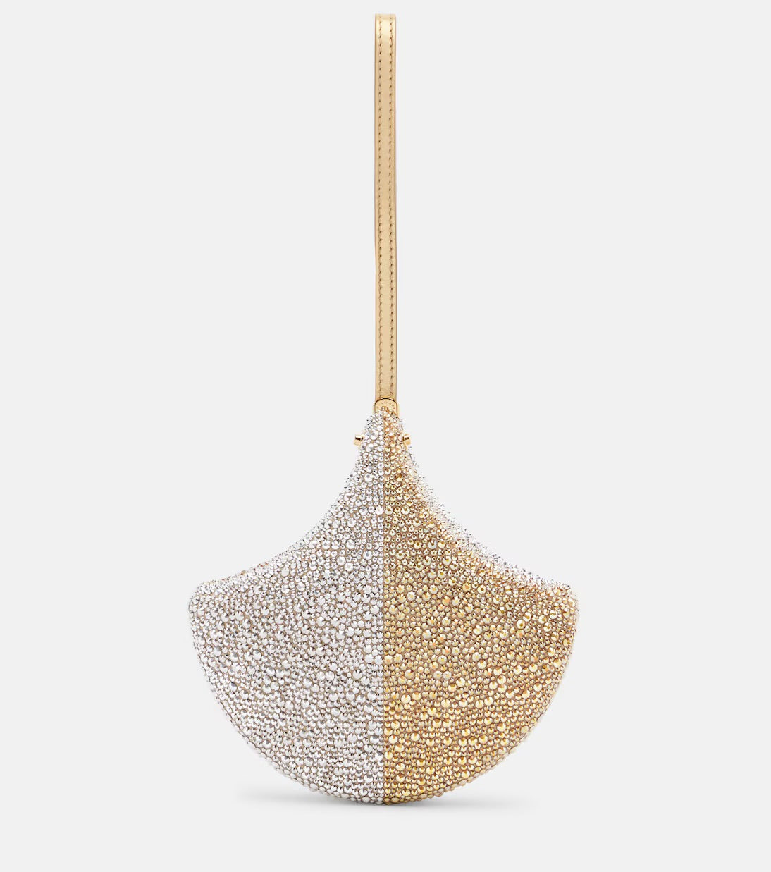 Bvlgari Ginkgo Crystal-Embellished Suede Clutch – Gold