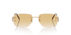 Cartier CT0330S Rimless Rectangle Sunglasses in Gold Metal with Yellow Gradient Lenses