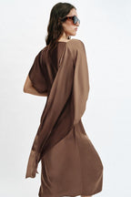 Satin Cape Midi Dress