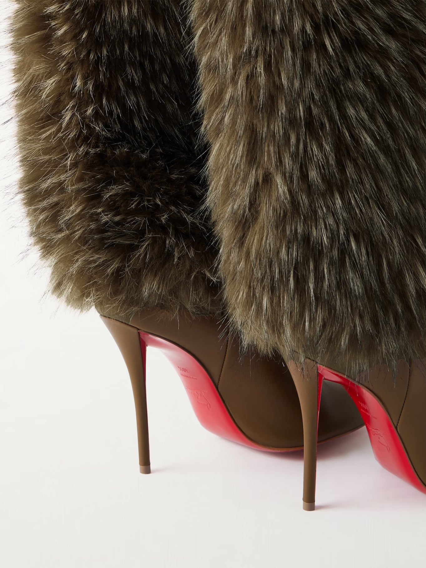 Christian Louboutin Yangare 100 Plush and Leather Knee Boots