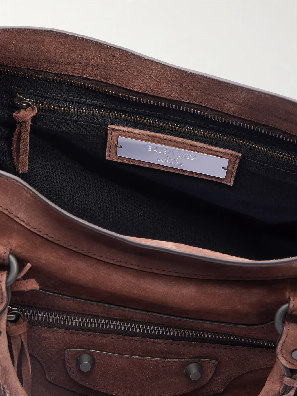 Balenciaga Le City Medium Suede Shoulder Bag