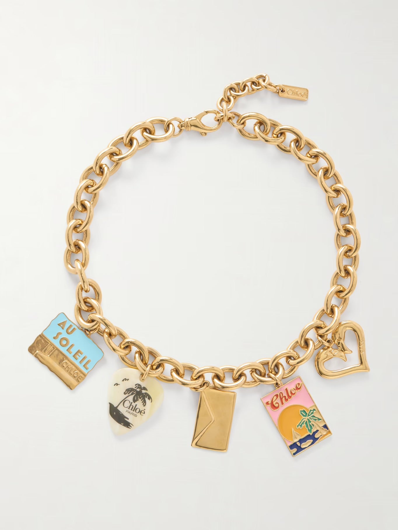 Chloé Gold-Tone Enamel Pendant Necklace