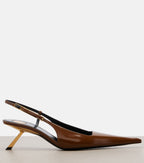 Saint Laurent Lee 55 Patent Leather Slingback Pumps – Brown