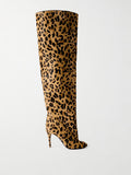 Leopard-Print Calf Hair Over-the-Knee Boots — Alaïa