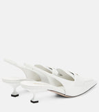 Miu Miu Leather Slingback Penny Loafers – White