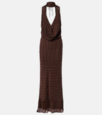 ROTATE Polka-Dot Halterneck Maxi Dress