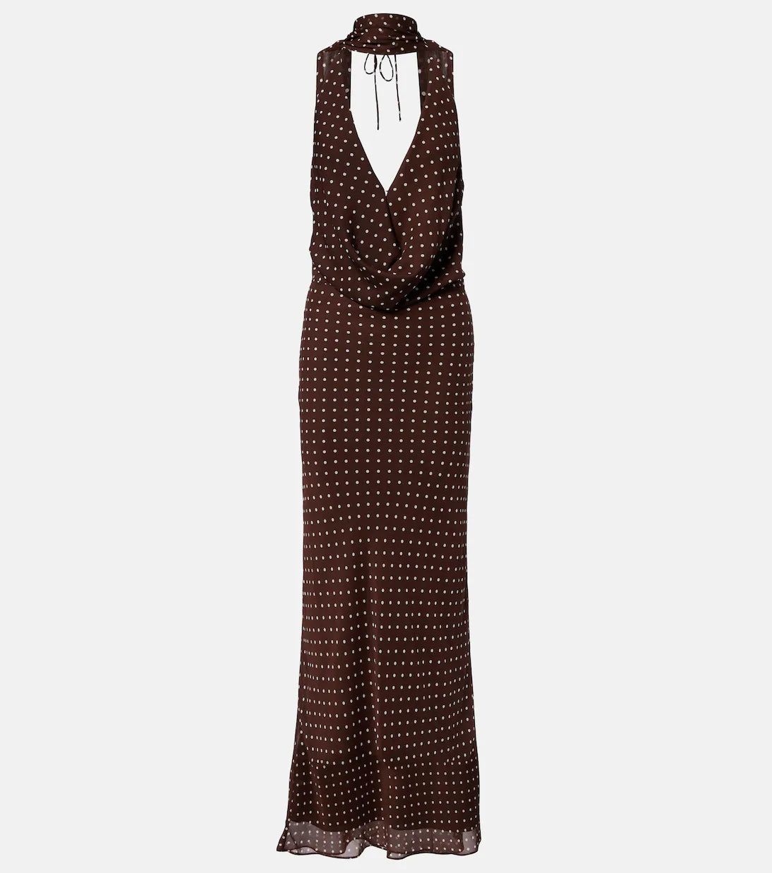 ROTATE Polka-Dot Halterneck Maxi Dress