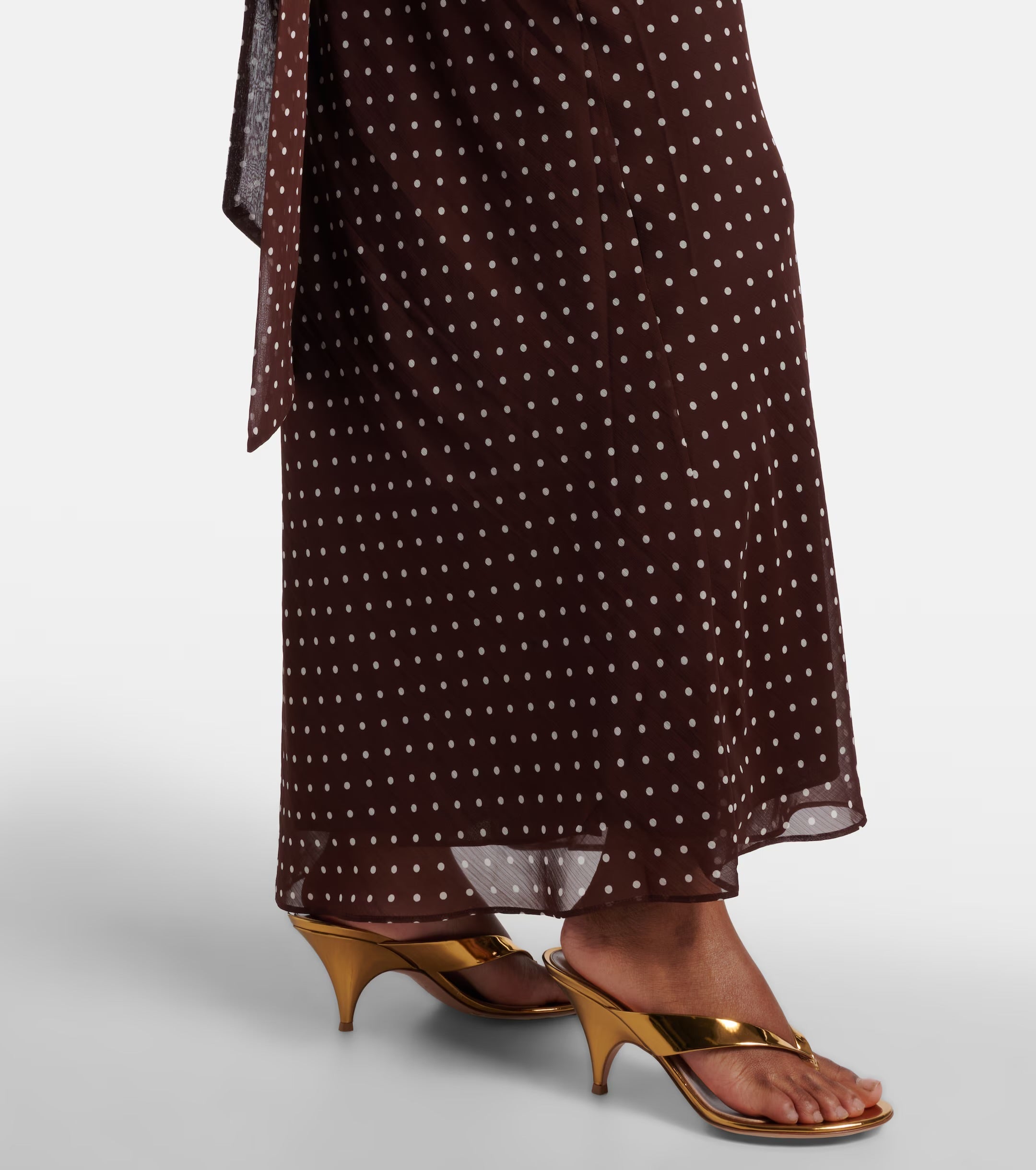 ROTATE Polka-Dot Halterneck Maxi Dress