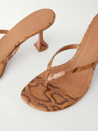 Amina Muaddi – Juliette 70 Snake-Effect Leather Thong Sandals