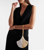 Bvlgari Ginkgo Crystal-Embellished Suede Clutch – Gold