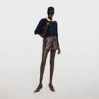 Fine Knit Wool Sweater with Web Stripe