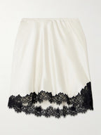 DÔEN Giulietta Lace-Trimmed Silk-Charmeuse Mini Skirt