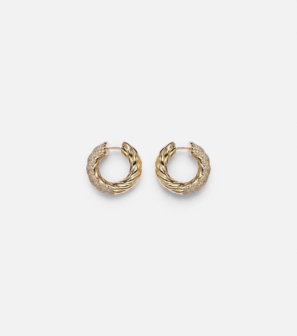 Sculpted Cable 18kt gold hoop earrings with diamonds