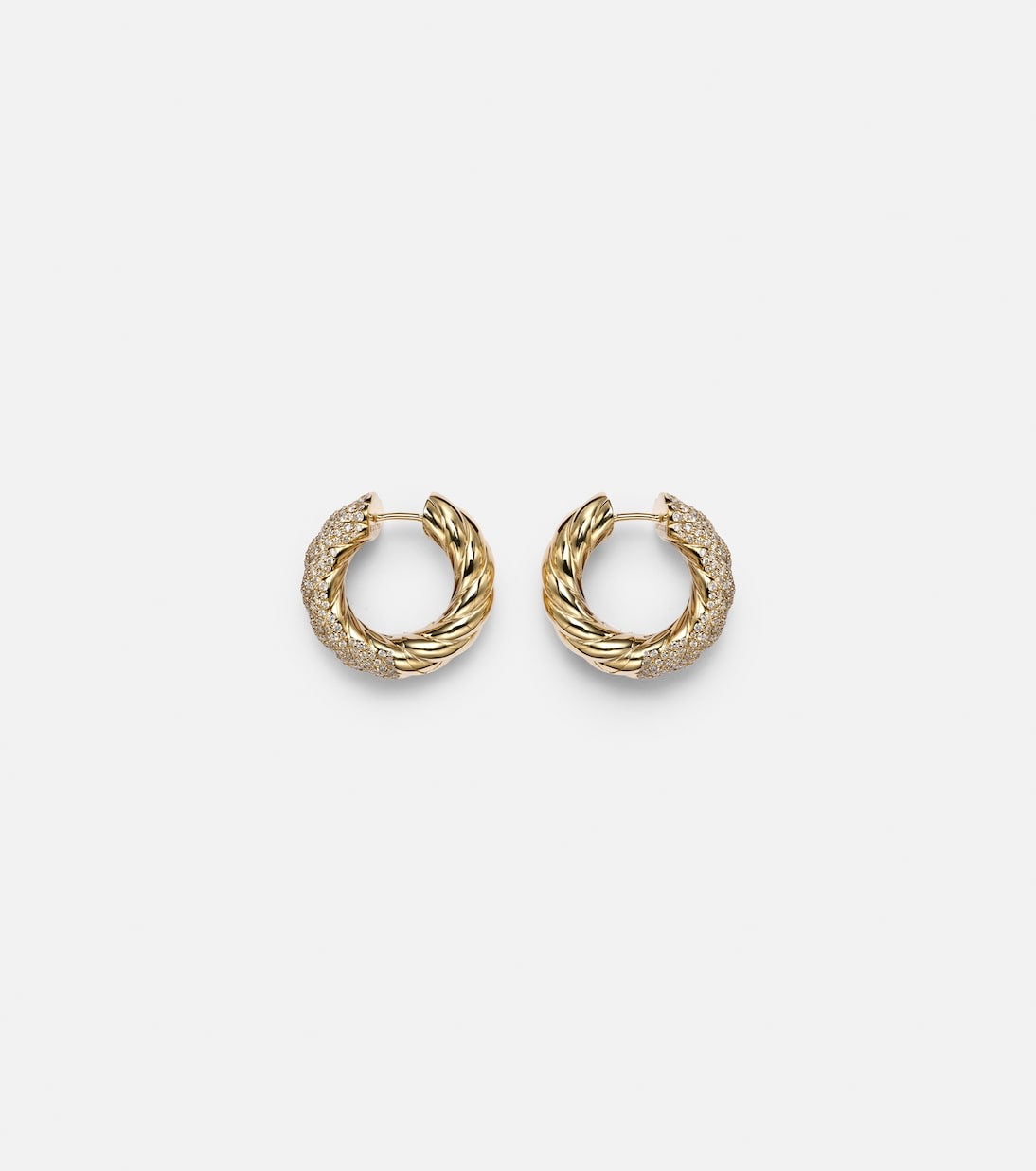 Sculpted Cable 18kt gold hoop earrings with diamonds