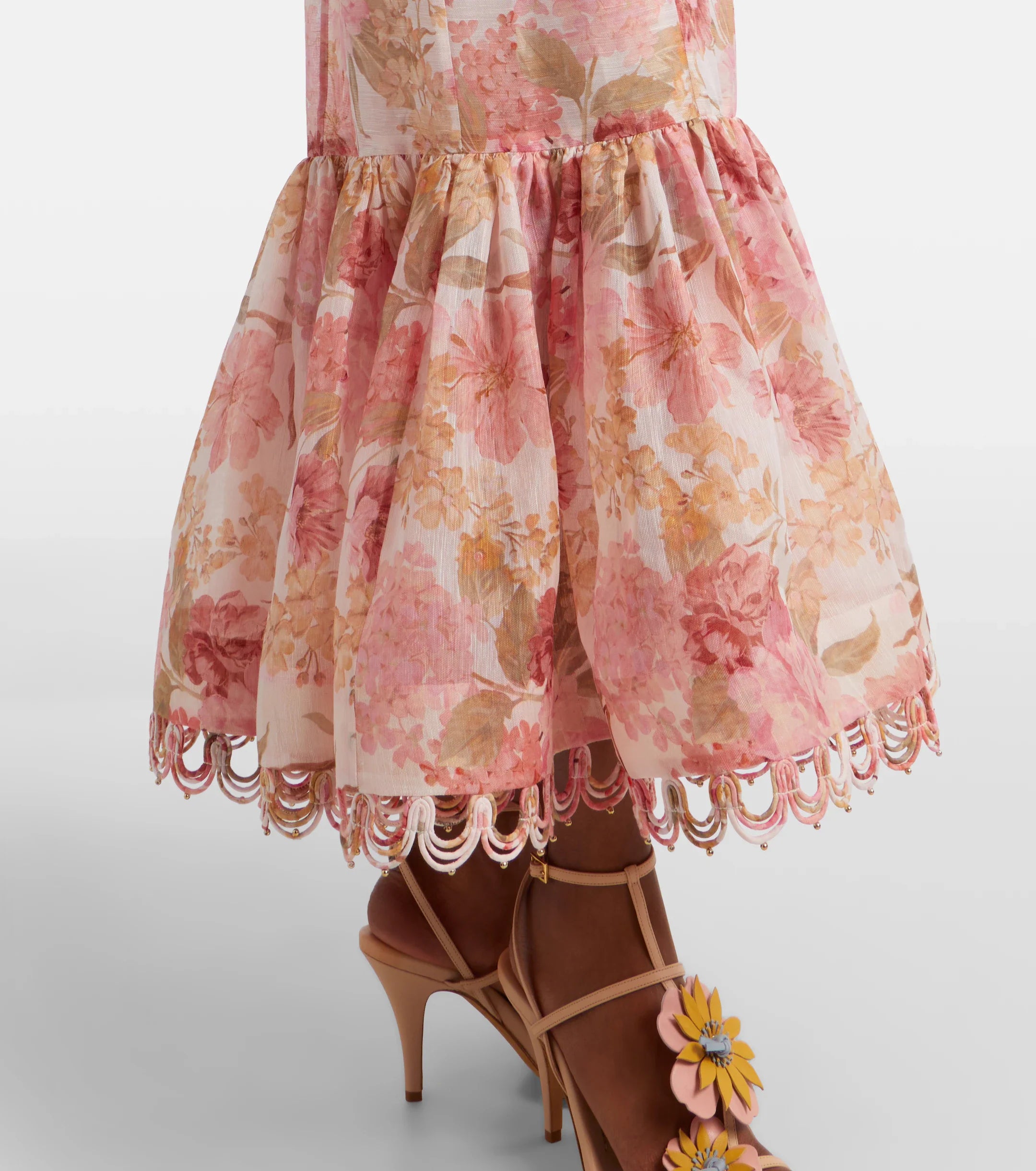 Zimmermann Como Floral Linen and Silk Midi Dress