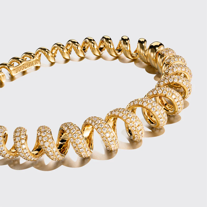 Boochier Jumbo Yellow Gold Diamond Slinkee Bangle
