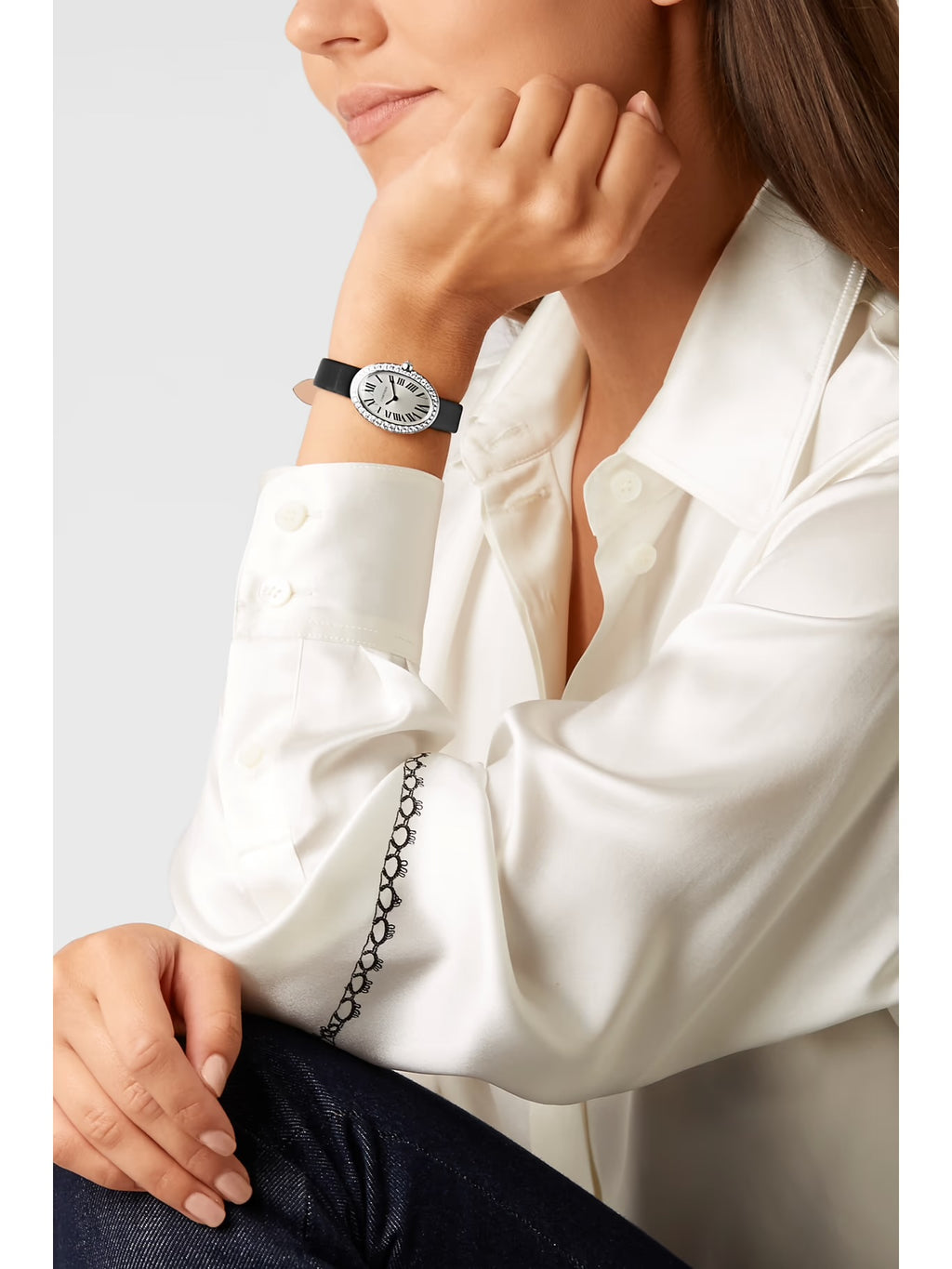 Cartier Baignoire 34.5mm Small 18-Karat White Gold, Tulle and Diamond Watch