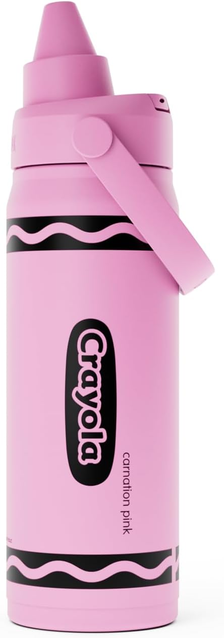 Crayola Chug Stainless Steel Water Bottle Carnation Pink, 16 oz