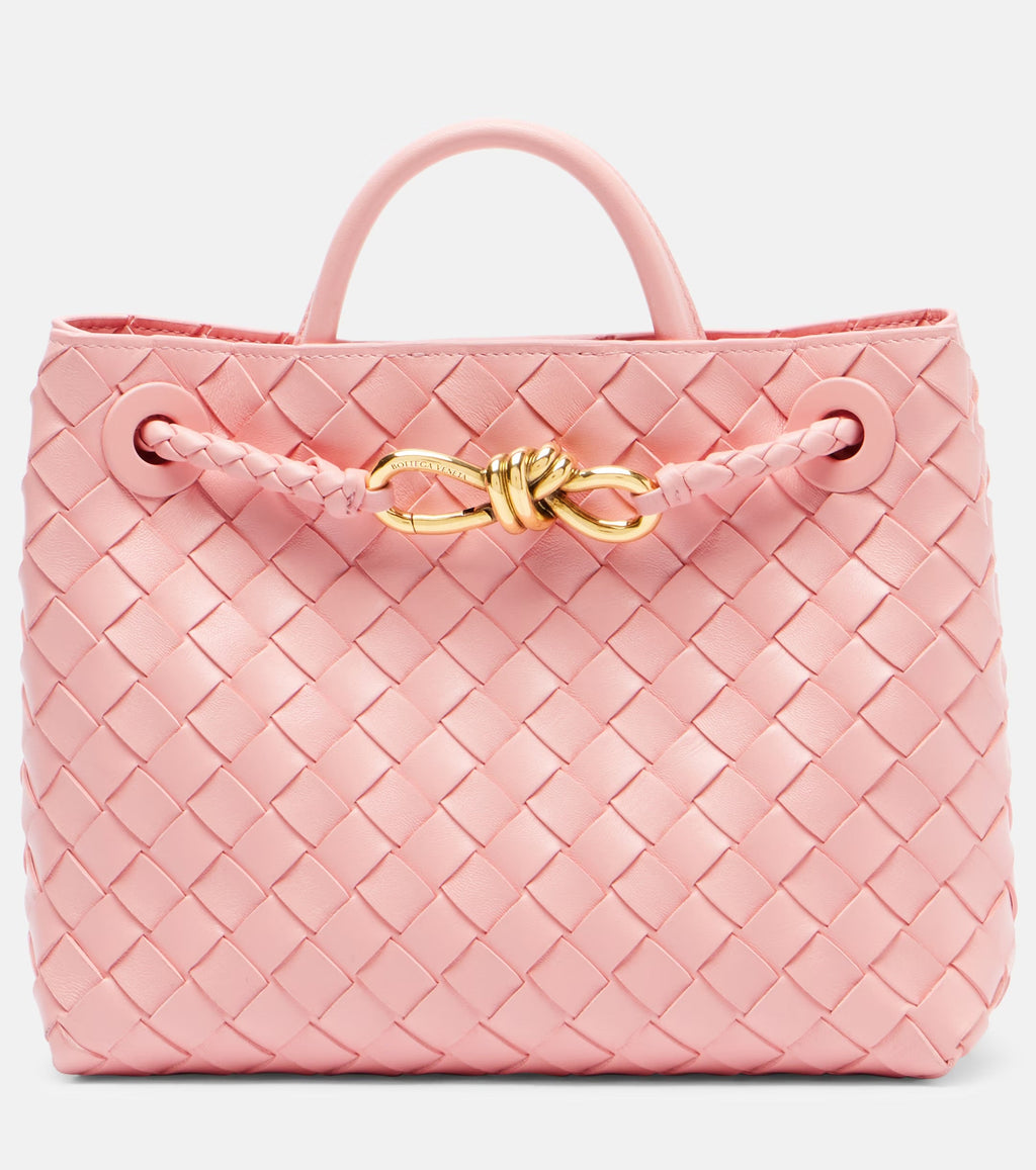Bottega Veneta Andiamo Intrecciato Small Leather Tote – Pink