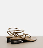 Alaïa Invisible Patent Leather Wedge Thong Sandals – Green