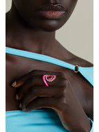 Riley Diamond and Enamel Ring, 18K Pink Gold