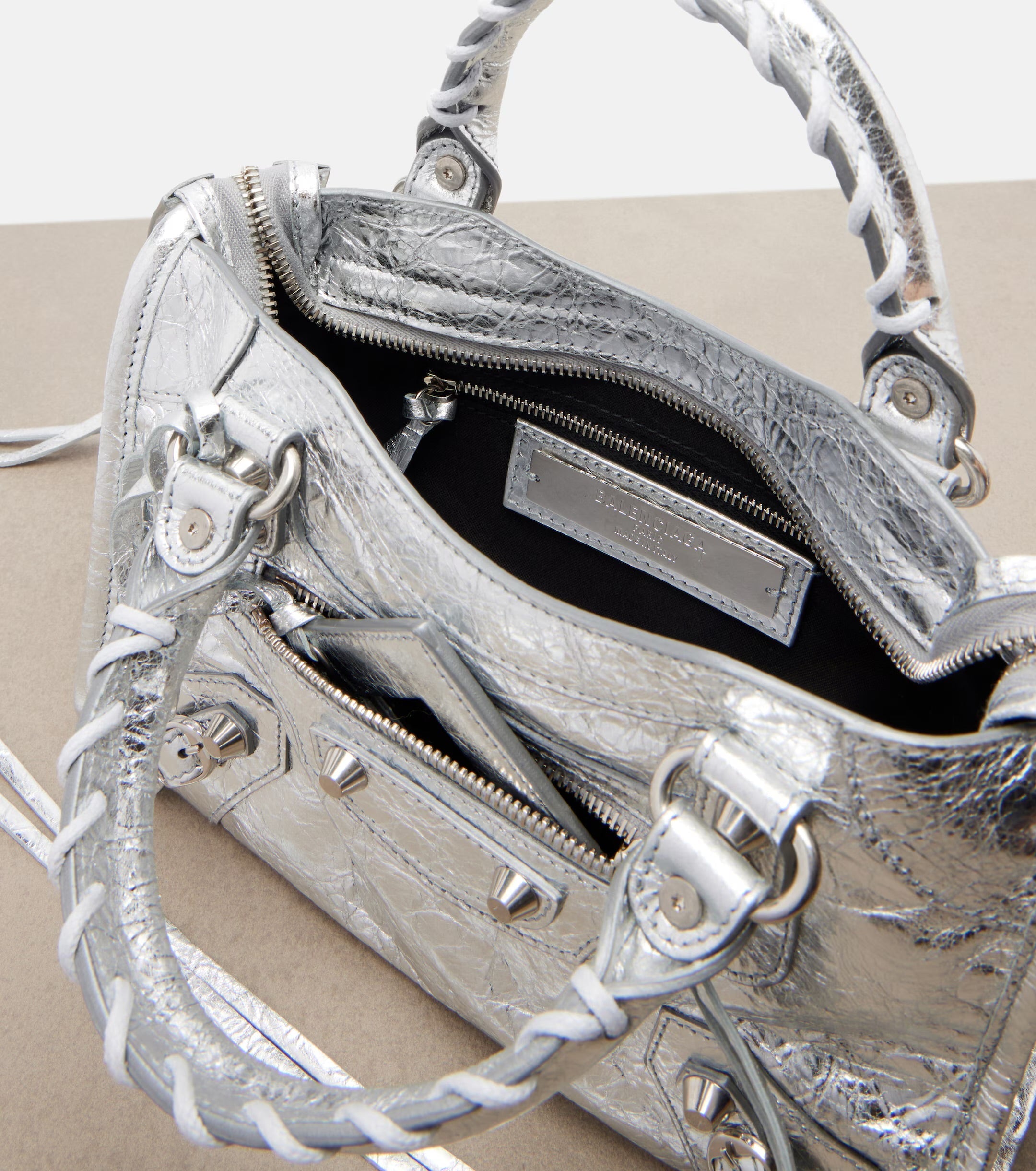 Balenciaga Le City Small Leather Tote Bag – Silver