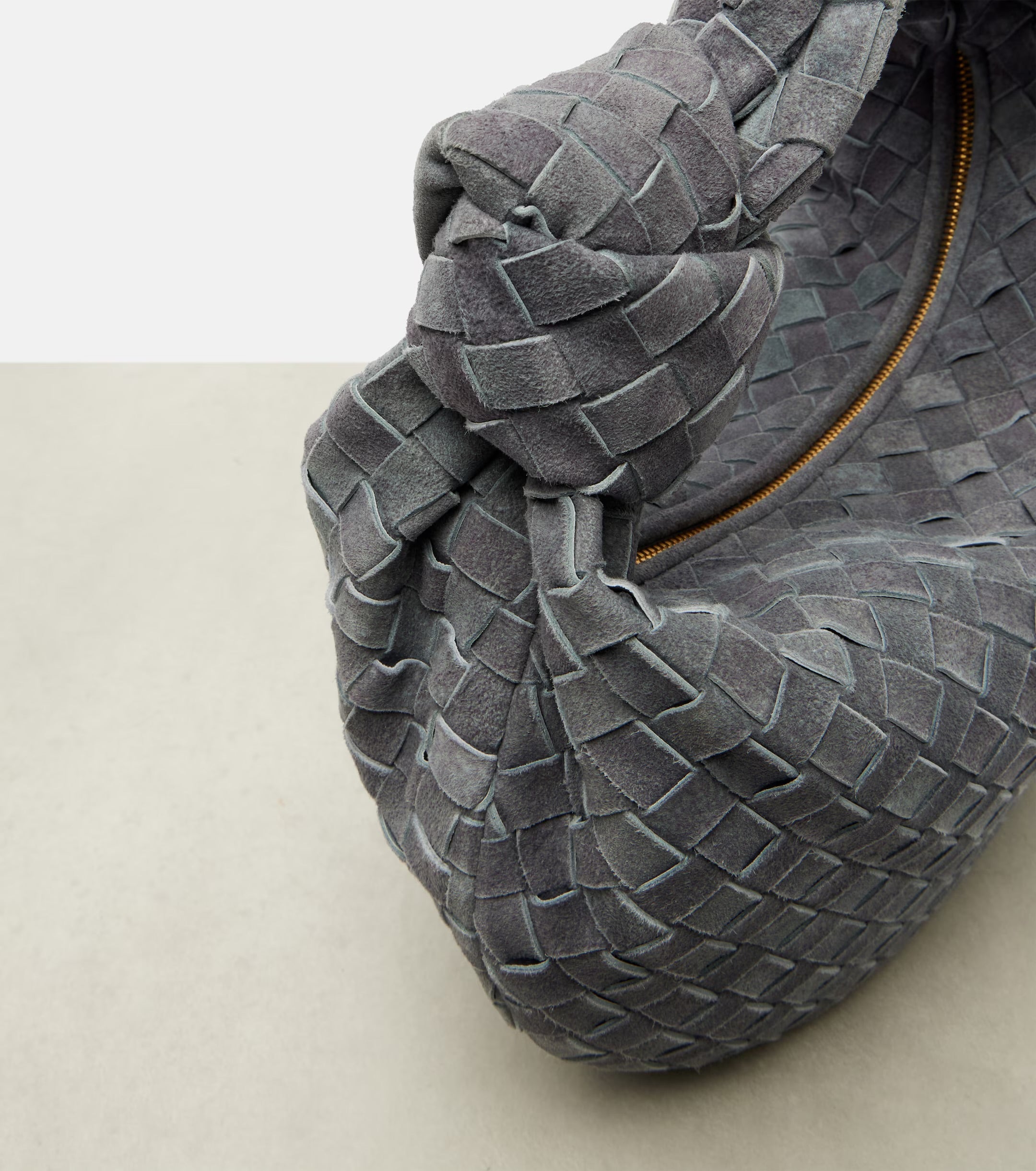 Bottega Veneta Jodie Small Intrecciato Suede Tote – Grey