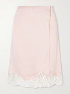 Stella McCartney Lace-Trimmed Satin Midi Skirt