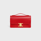 Céline Medium Triomphe Folio in Shiny Calfskin – Ultra Red