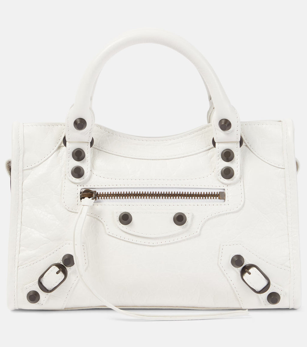 Balenciaga Le City Mini Leather Shoulder Bag White