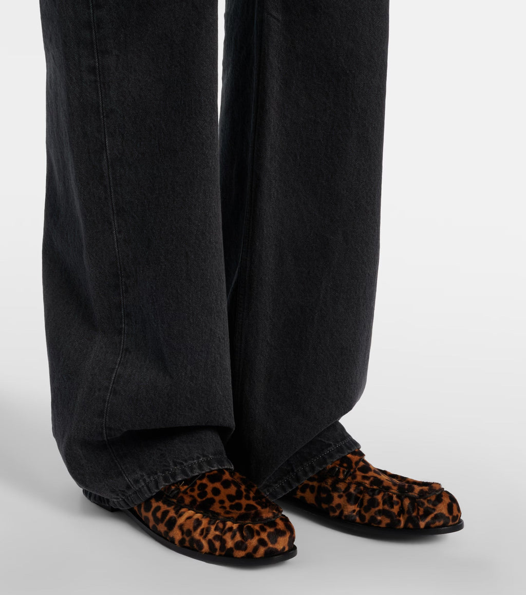 Saint Laurent Le Loafer Leopard-Print Calf Hair Penny Loafers