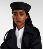 Pinstriped Wool-Blend Beret