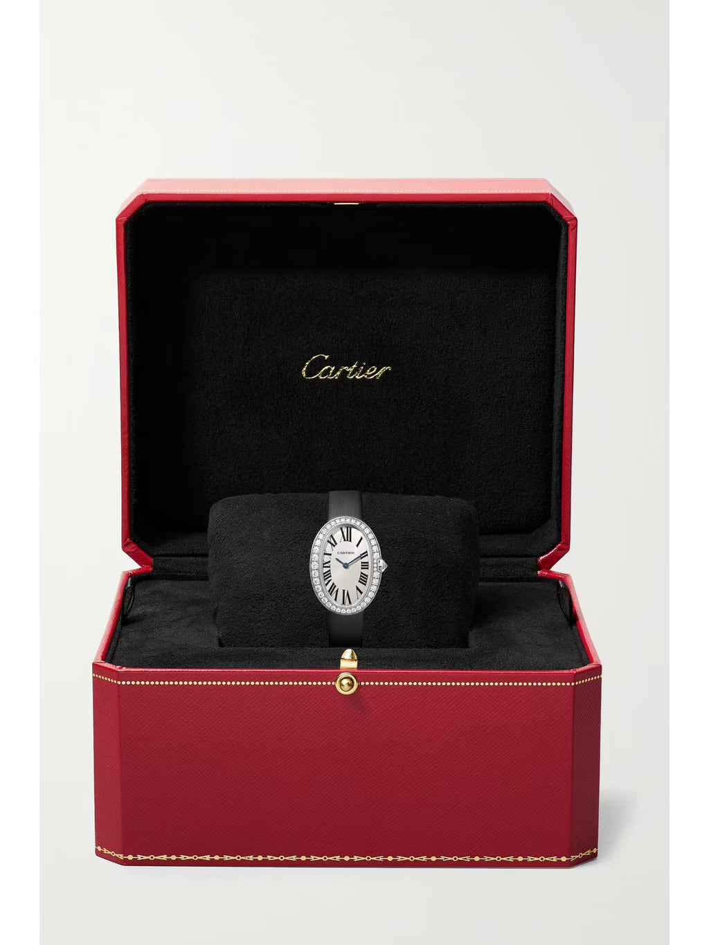 Cartier Baignoire 34.5mm Small 18-Karat White Gold, Tulle and Diamond Watch