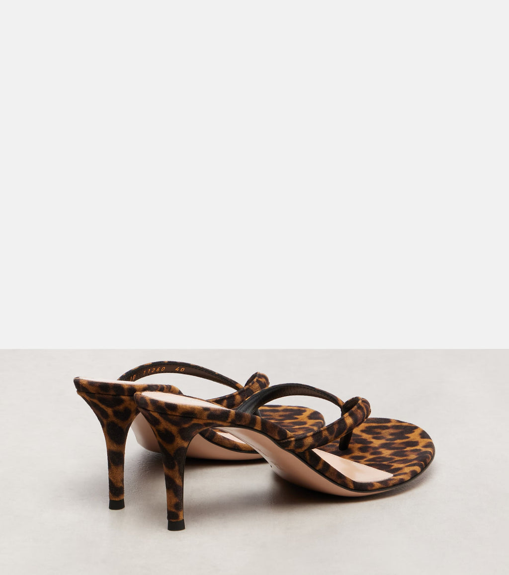 Gianvito Rossi Calypso 70 Suede Thong Sandals – Brown