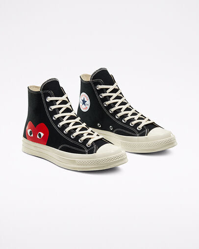 PLAY Converse Red Heart Chuck Taylor All Star '70 High Sneakers – Black