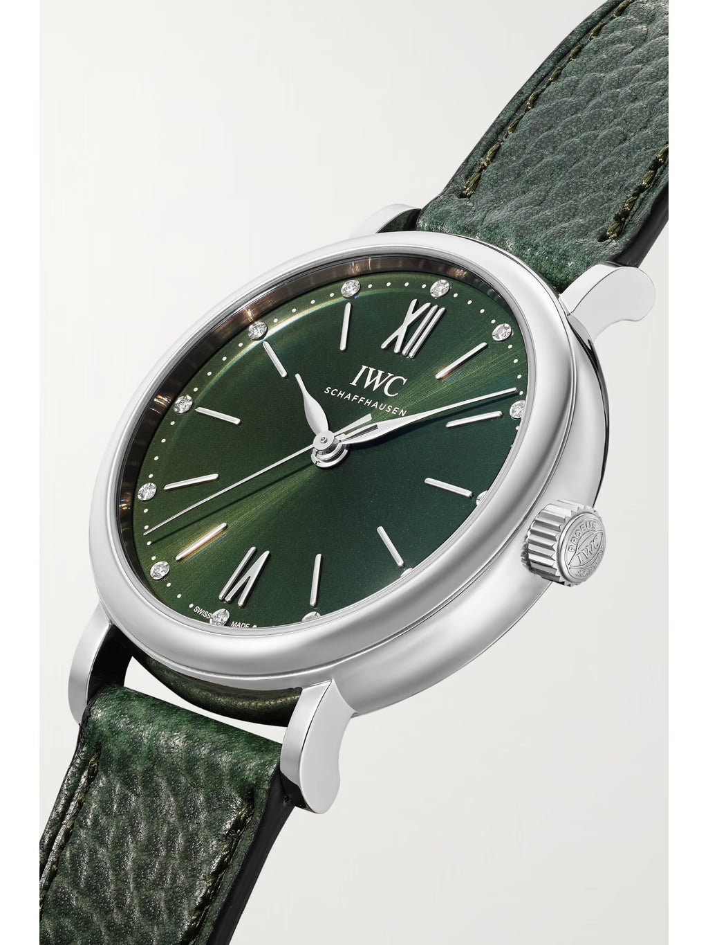 IWC Schaffhausen Portofino Automatic 40mm Stainless Steel, Textured-Leather and Diamond Watch