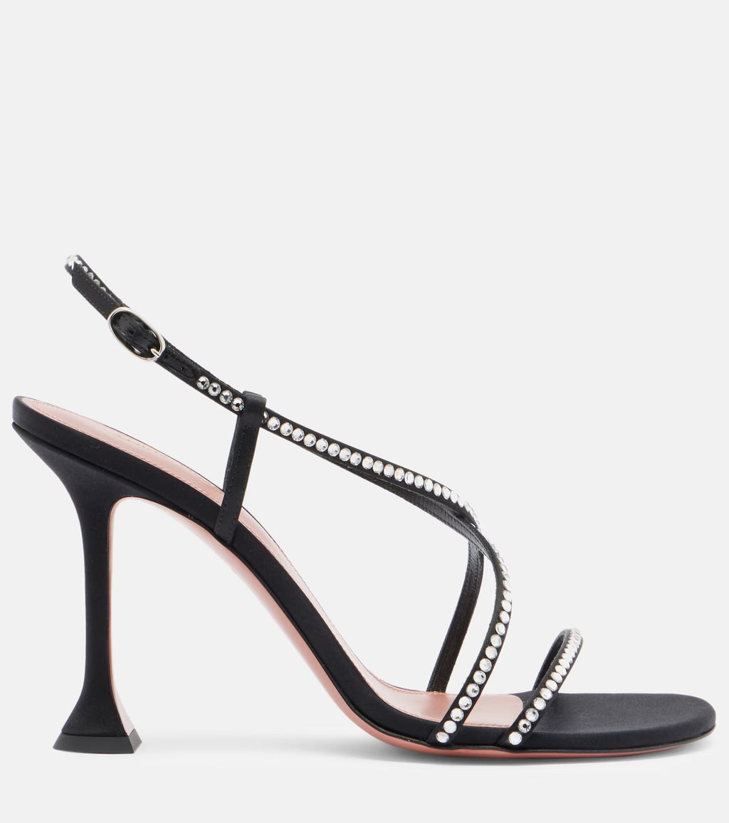 Amina Muaddi Sally Crystal-Embellished Satin Sandals