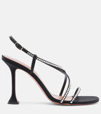 Amina Muaddi Sally Crystal-Embellished Satin Sandals