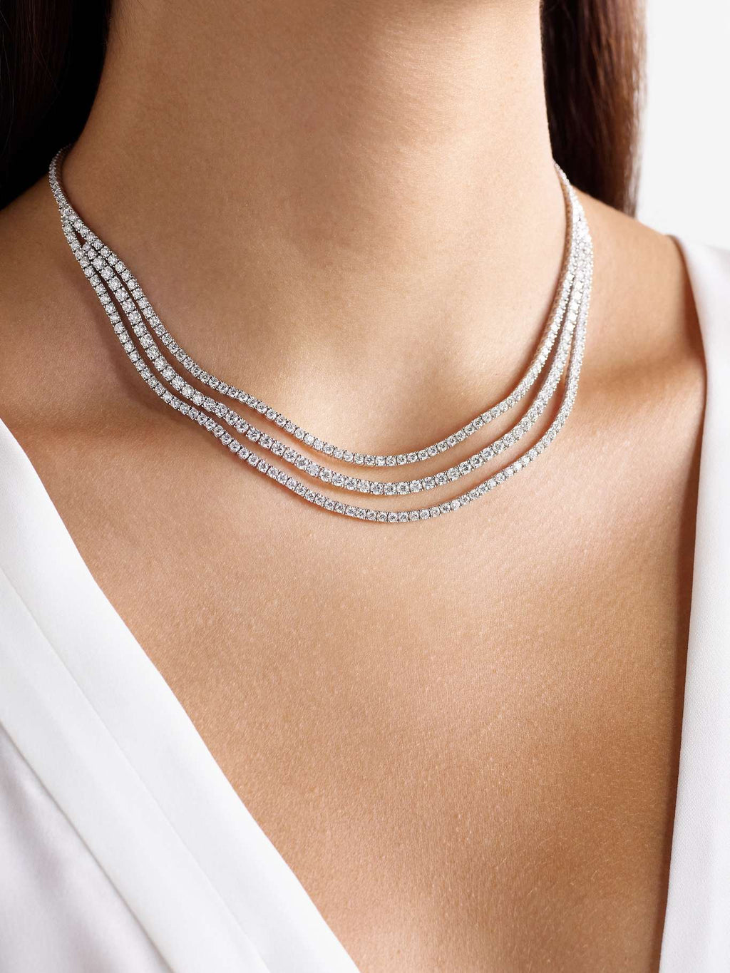 Anita Ko Hepburn 18-Karat White Gold Pavé Diamond Layered Necklace