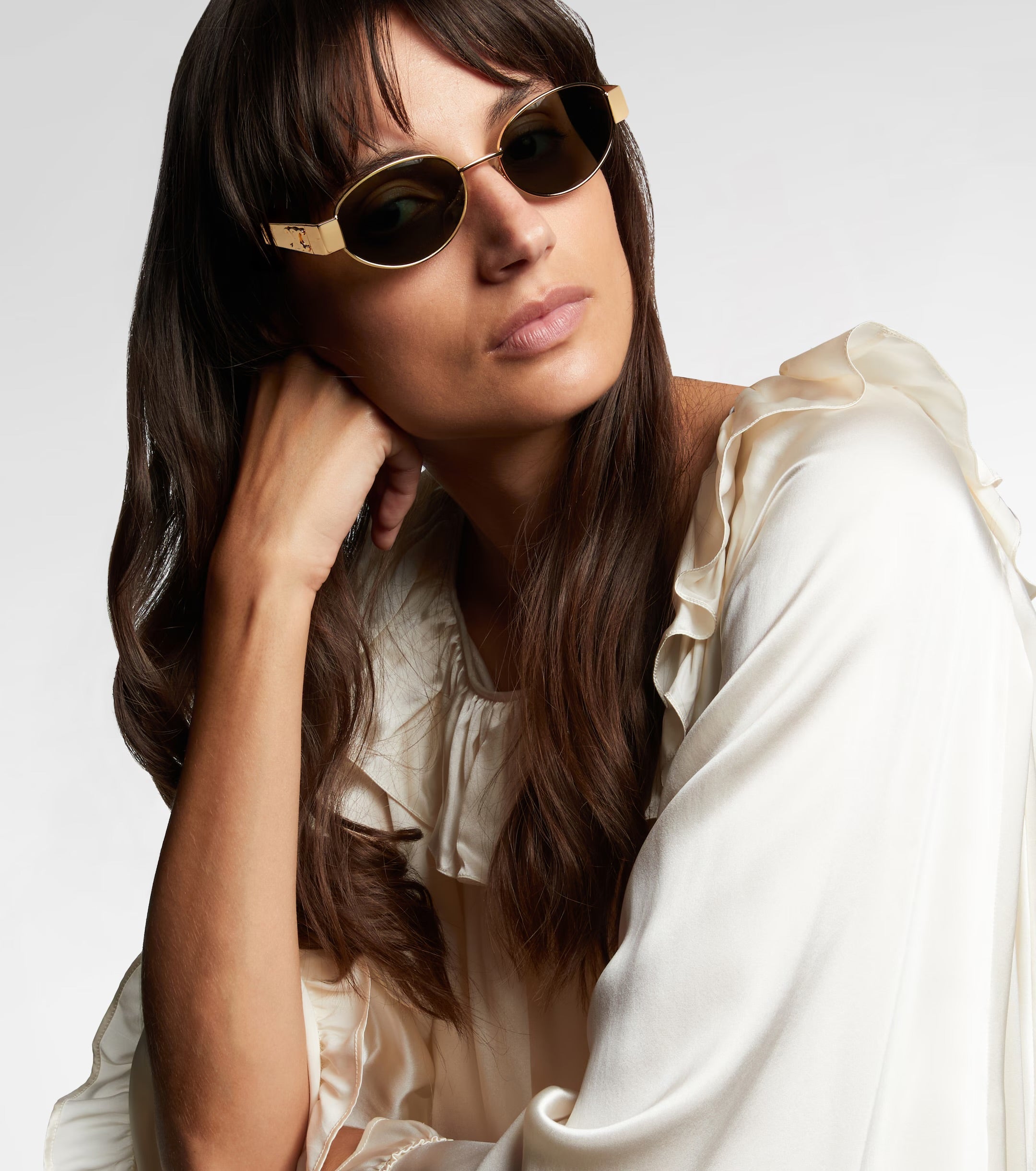 Celine Eyewear Triomphe Metal 01 Oval Sunglasses