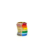 The Split Pave + Enamel Stacking Ring, 14K Gold