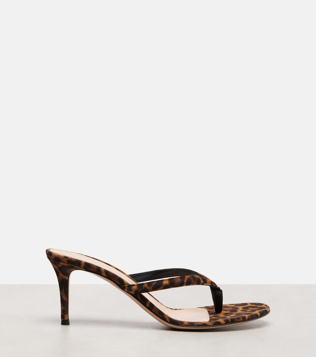 Gianvito Rossi Calypso 70 Suede Thong Sandals – Brown