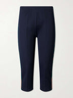Gucci Web-Trimmed Ribbed Skinny-Leg Capri Pants in Blue